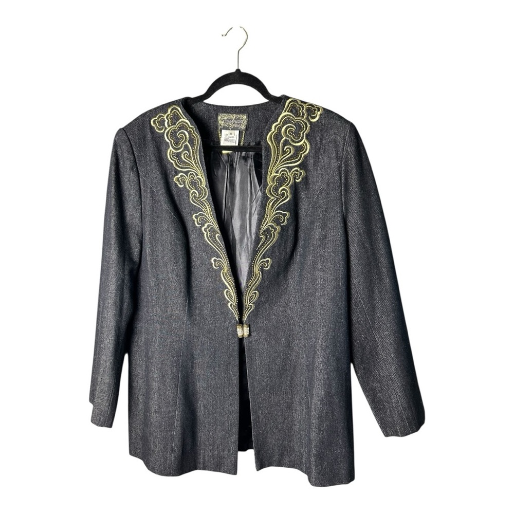 Champagne Dark Denim and Gold Blazer